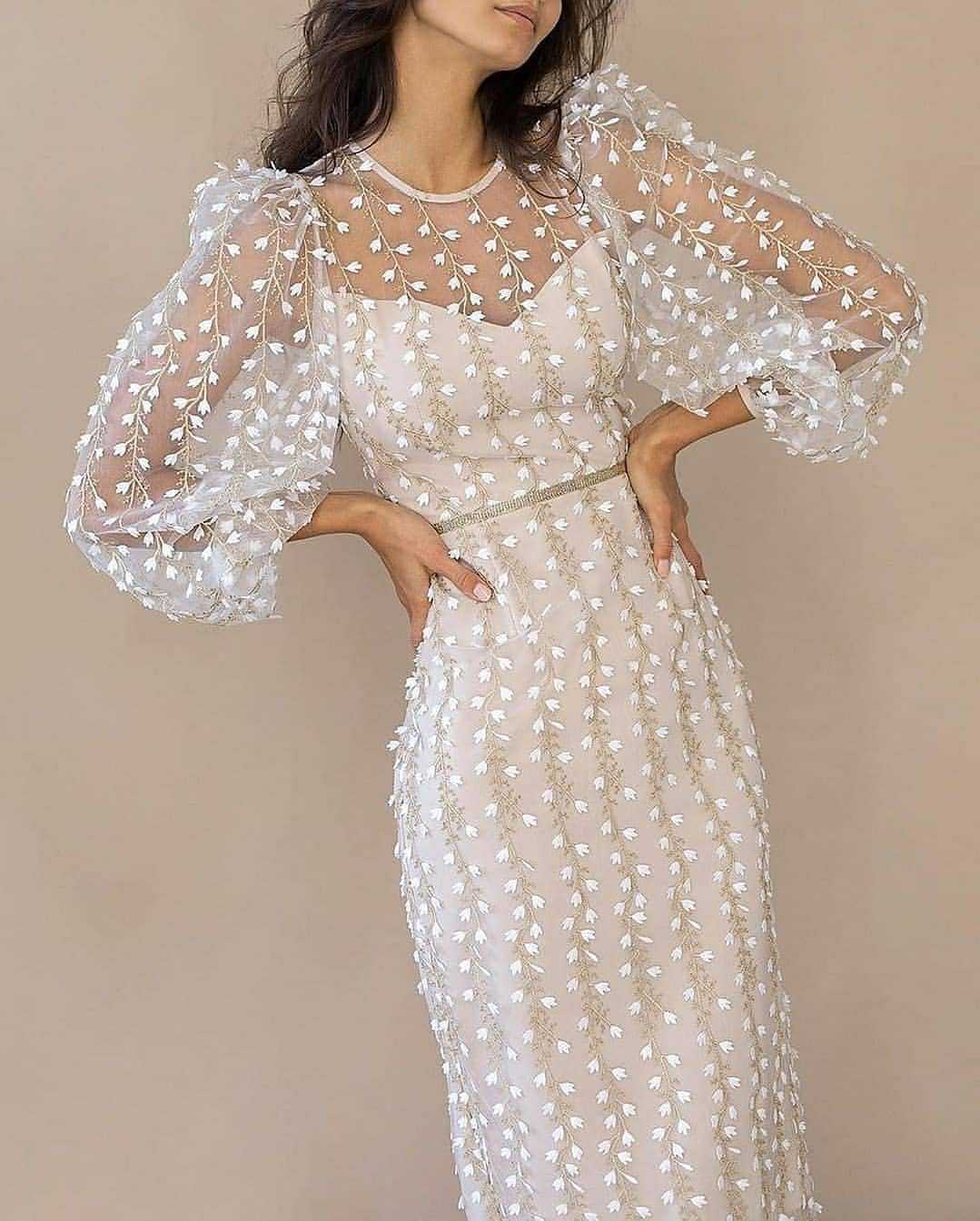 Classy See Through Embroidery Midi Dresses-Maxi Dresses-White-S-Free Shipping at meselling99