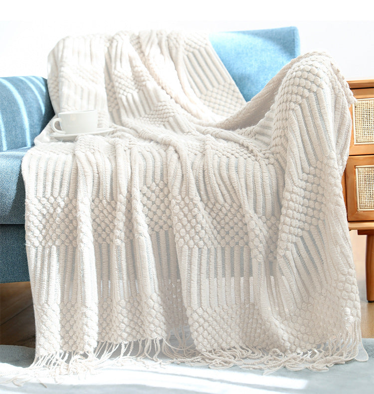 Soft Sofa Blanket with Tassels--Free Shipping at meselling99