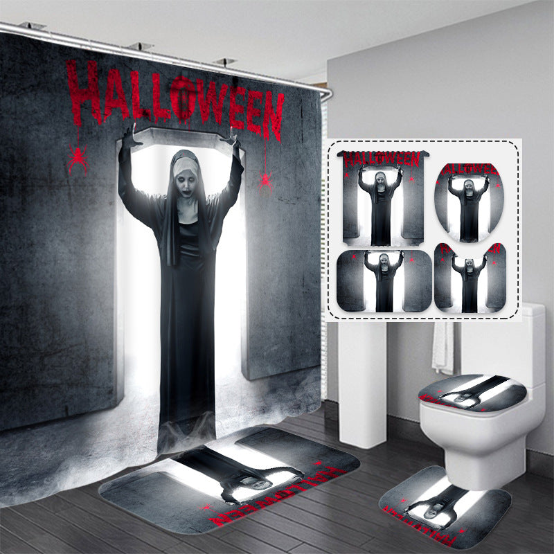 Horrible Halloween Fabric Shower Curtain Sets for Bathroom Decoration-Shower Curtains-D-Shower Curtain+3Pcs Mat-Free Shipping at meselling99