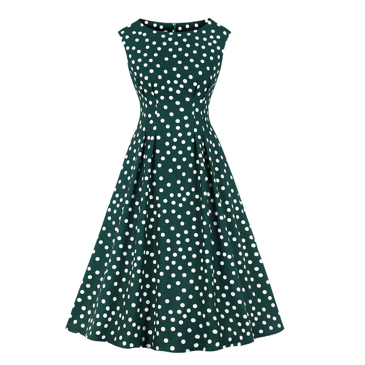 Women Summer Dot Print Retro Dresses-Vintage Dresses-Green-S-Free Shipping at meselling99