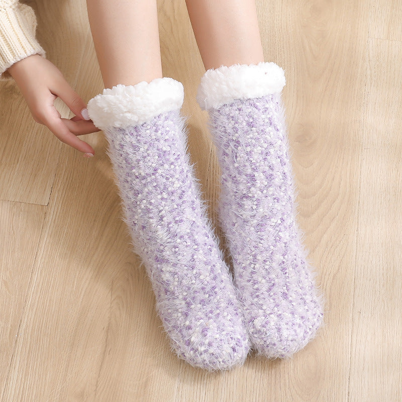 Winter Velvet Warm Sleep Socks for Women-socks-Purple-35-42-Free Shipping at meselling99