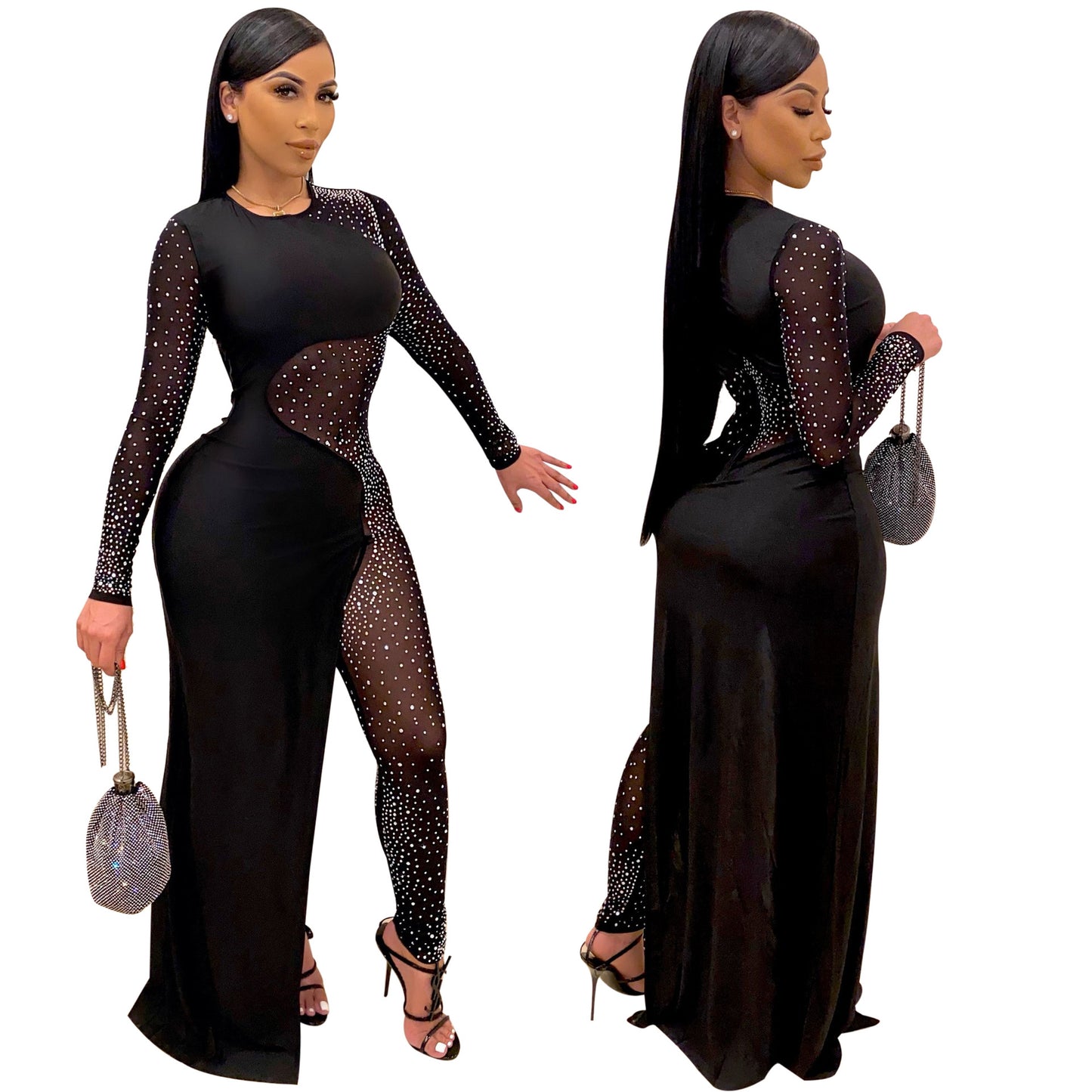 Sexy See Through Rhinestone Night Club Suits-Sexy Party Dresses-Free Shipping at meselling99