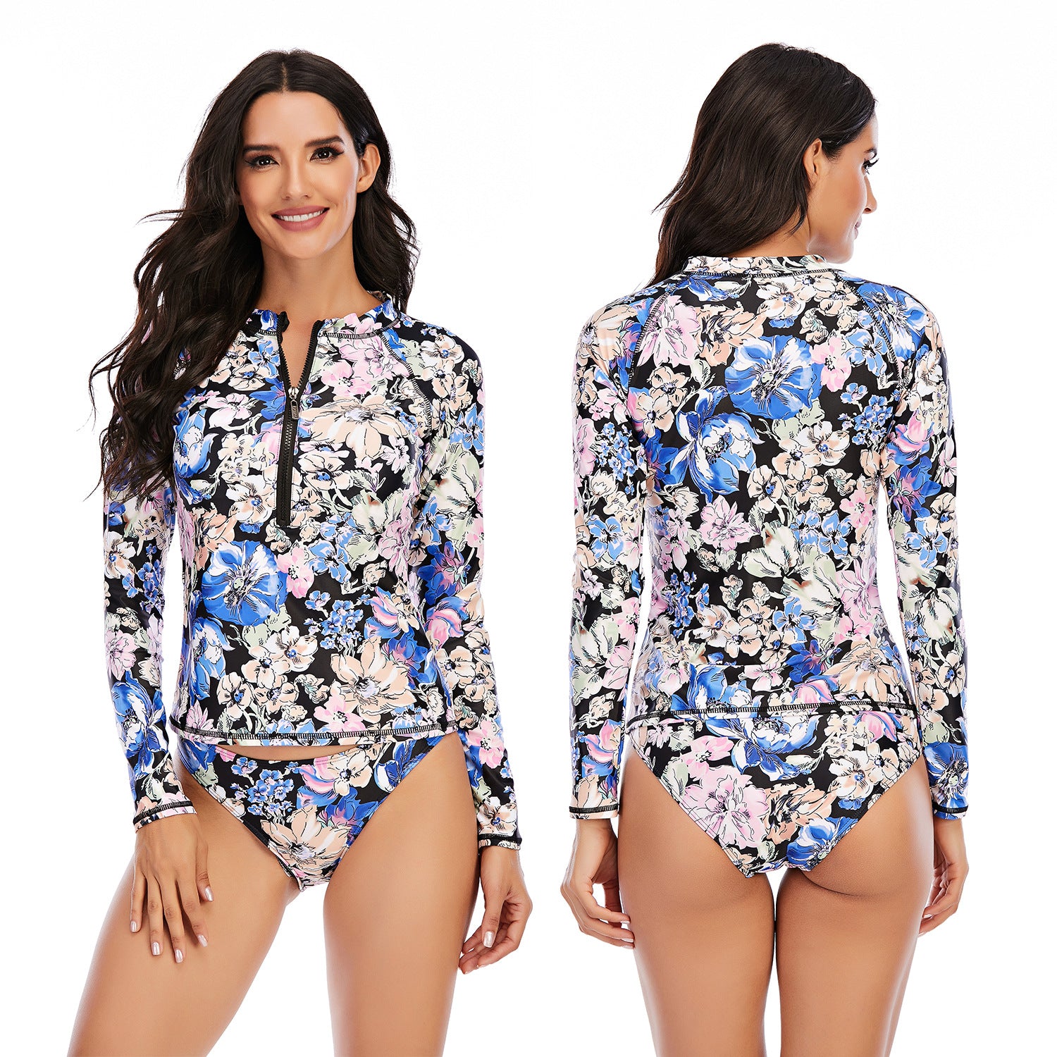 New Style Women Surfsuit Split Long Sleeve Women's Swimsuits Sunscreen Swimsuits with Zipper--Free Shipping at meselling99