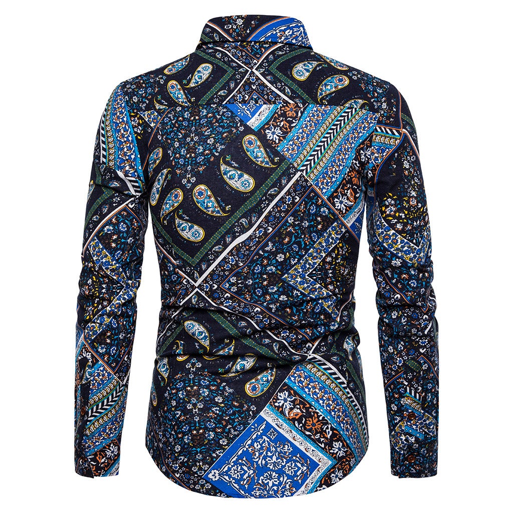 Ethnic Linen Plus Sizes Men's Long Sleeves Shirts-Shirts & Tops-Free Shipping at meselling99