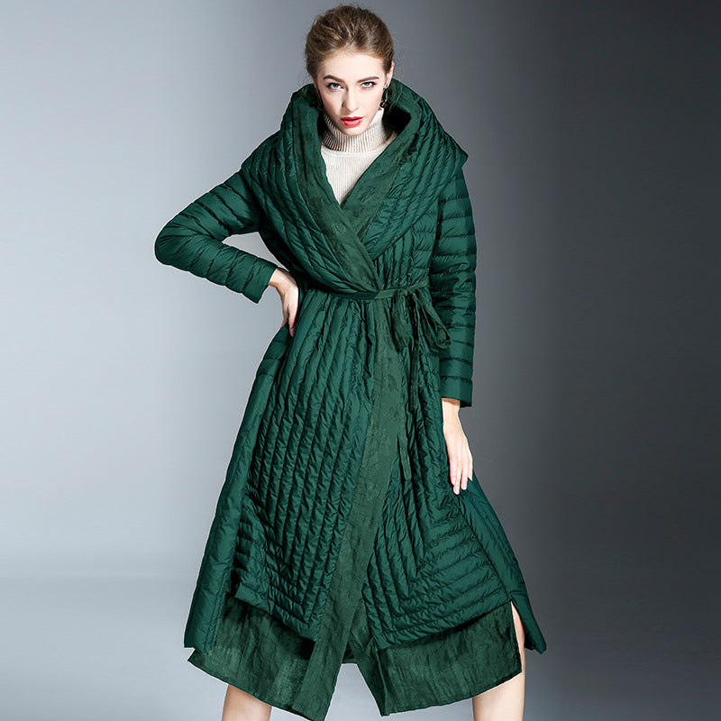 Winter Warm Long Down Overcoats for Women-Underwear-Green-S under 52kg-Free Shipping at meselling99