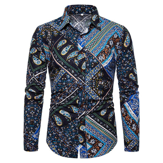 Ethnic Linen Plus Sizes Men's Long Sleeves Shirts-Shirts & Tops-Free Shipping at meselling99