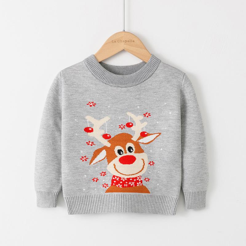 Merry Christmas Knitted Kids Sweaters-Shirts & Tops-SZ3122-Gray-100cm-Free Shipping at meselling99