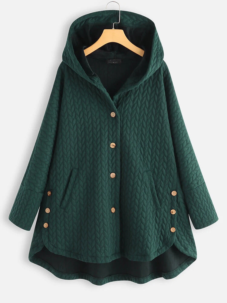 Plus Sizes Hoody Cotton Women Overcoat for Winter-Green-M-Free Shipping at meselling99