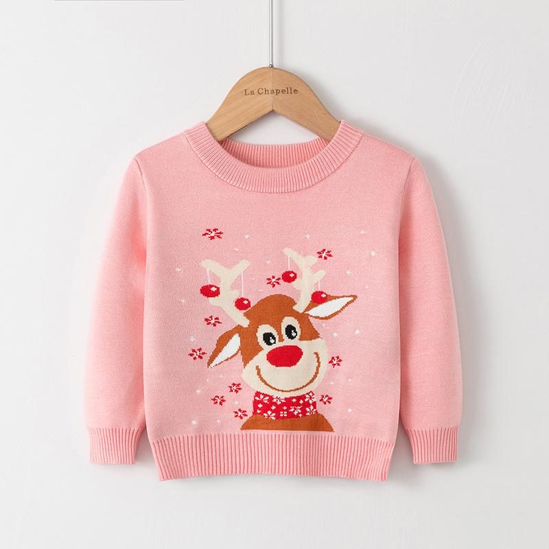 Merry Christmas Knitted Kids Sweaters-Shirts & Tops-SZ3122-Pink-100cm-Free Shipping at meselling99