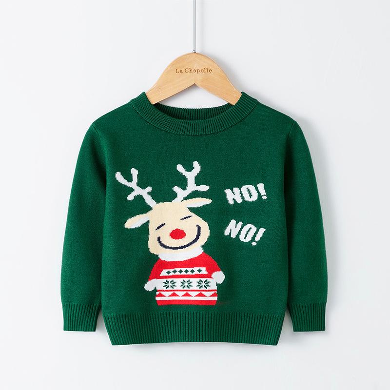 Merry Christmas Knitted Kids Sweaters-Shirts & Tops-SZ3124-Green-100cm-Free Shipping at meselling99