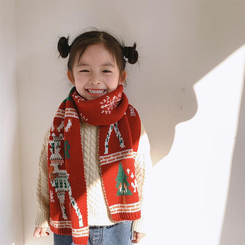 Merry Christmas Parent and Kids Knitted Warm Scarves-Scarves & Shawls-Kids-135-175CM-Free Shipping at meselling99