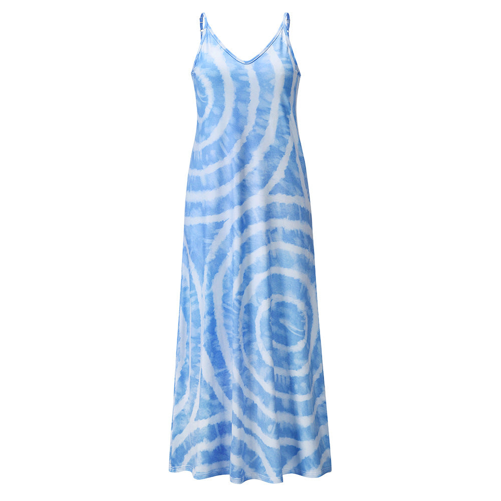 Leisure Sleeveless Bohemian Long Dresses-Maxi Dresses-Blue-L-Free Shipping at meselling99