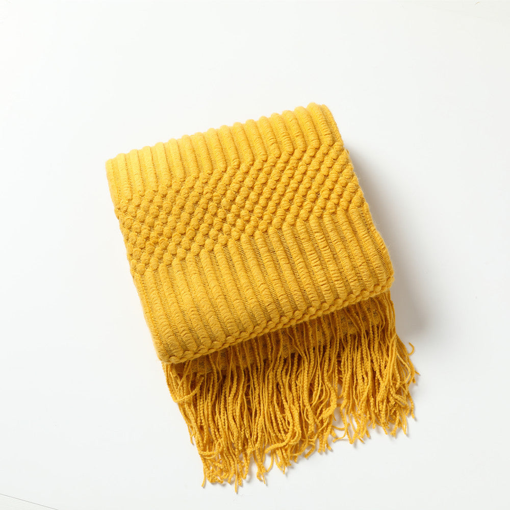 Soft Sofa Blanket with Tassels-Yellow-127*152+12CM-Free Shipping at meselling99