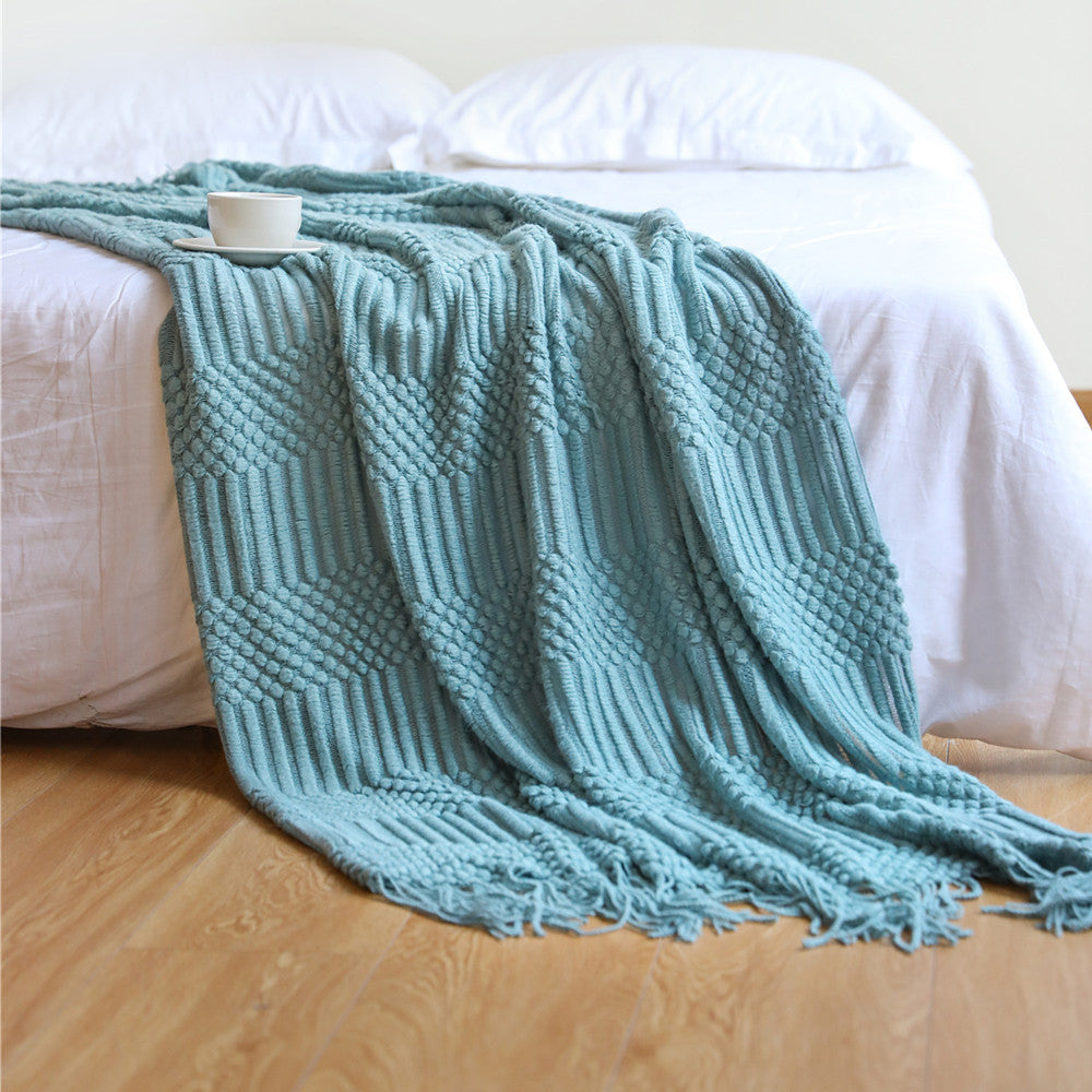 Soft Sofa Blanket with Tassels-Green-127*152+12CM-Free Shipping at meselling99