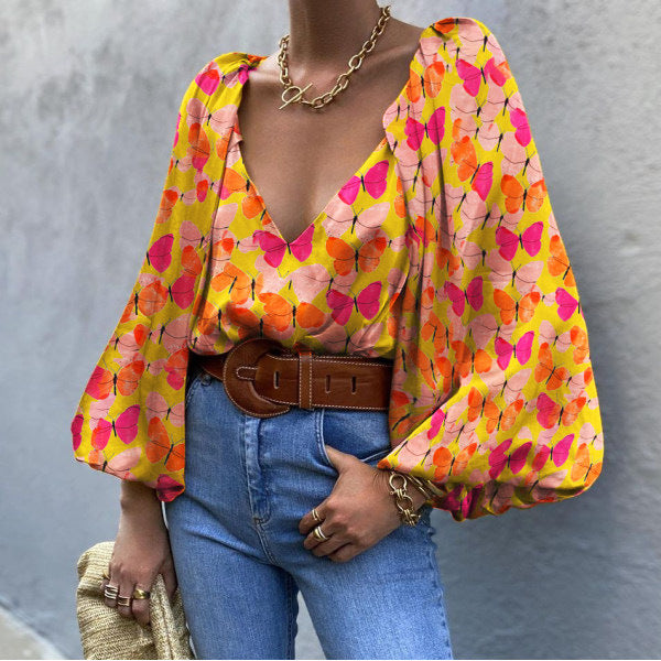Summer Butterfly Long Sleeves Blouses-The same as picture-S-Free Shipping at meselling99