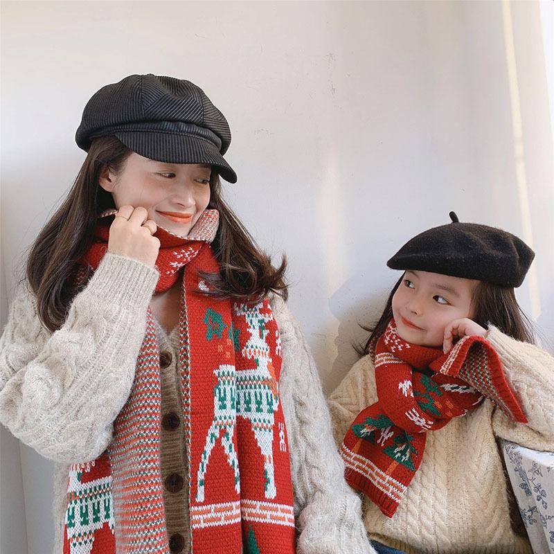 Merry Christmas Parent and Kids Knitted Warm Scarves-Scarves & Shawls-Free Shipping at meselling99