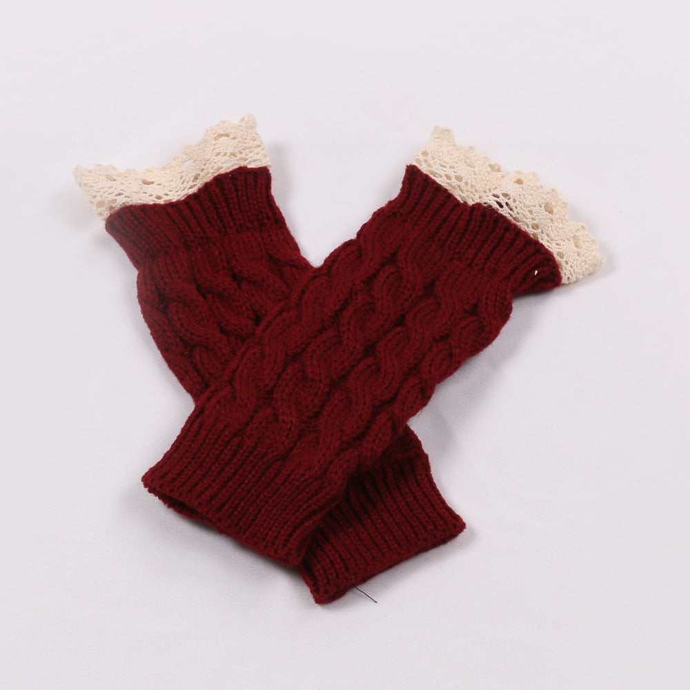 2pairs/Set Lovely Fingerless Knitted Gloves for Girl-Gloves & Mittens-Wine Red-One Size-Free Shipping at meselling99