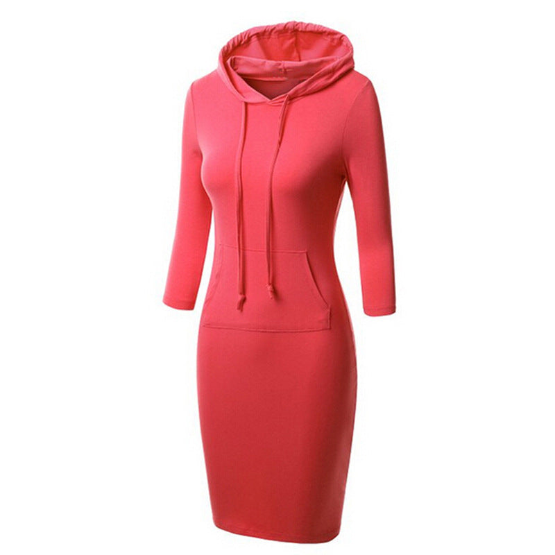 Women Fashion 3/4 Length Sleeves Fall Tight Short Dresses-Dresses-Red-XS-Free Shipping at meselling99