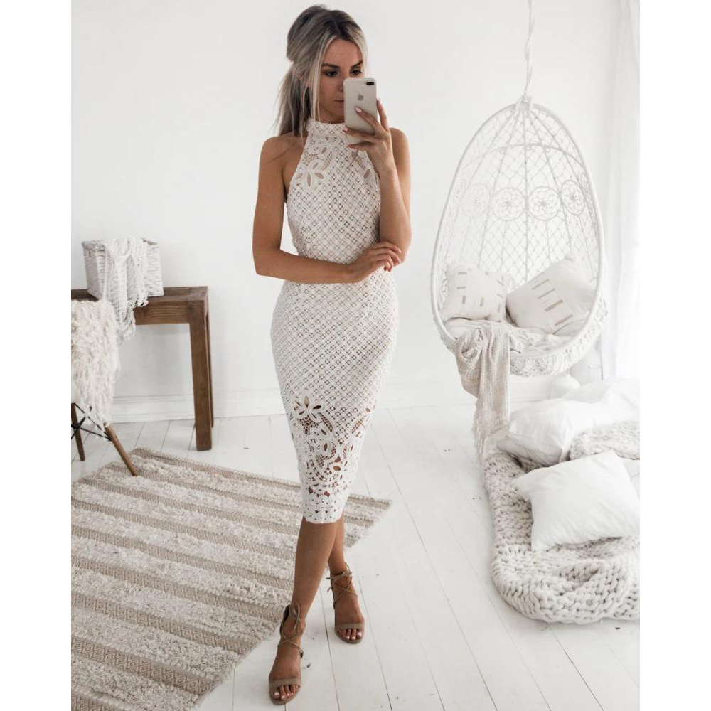 Sleeveless High Neck Bodycon Lace Dresses-Sexy Dresses-Free Shipping at meselling99