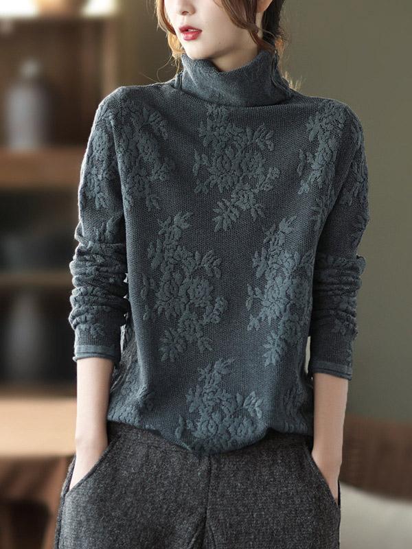 Original Solid Jacquard Knitting Sweater-Sweaters-GRAY-FREE SIZE-Free Shipping at meselling99