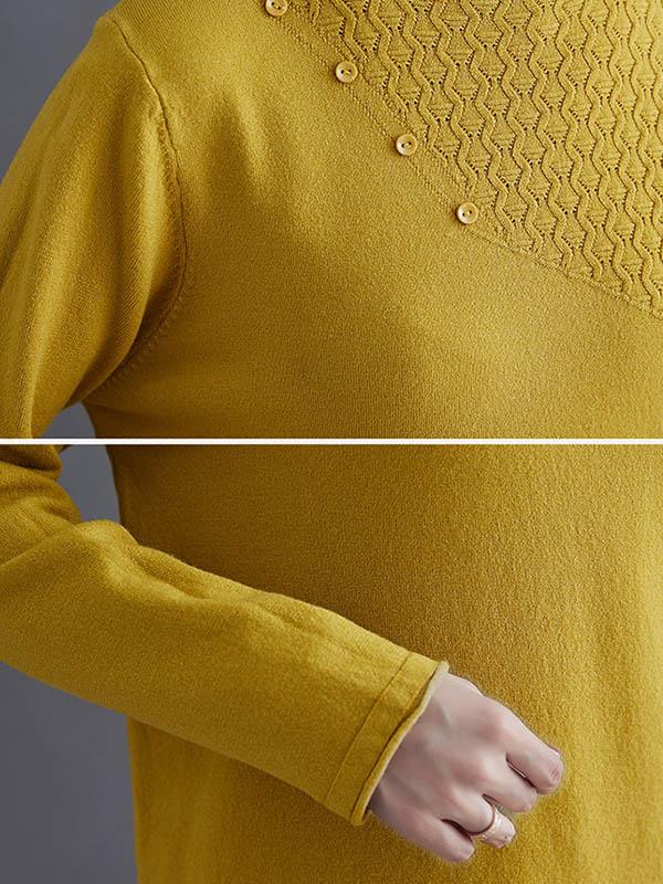 Original Solid High-Neck Knitting Sweater-Sweaters-Free Shipping at meselling99
