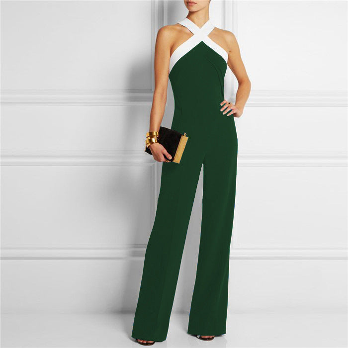 Sexy Backless Slim Waist Women Jumpsuits-Green-S-Free Shipping at meselling99