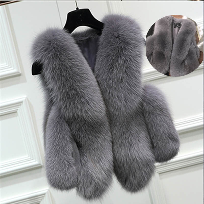 Fashion Artificial Fox Fur with Leather Winter Vest-vest-Free Shipping at meselling99