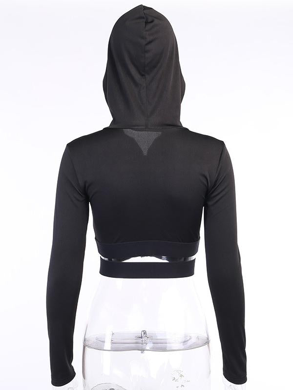 Meselling99 Sexy Wrap Solid Long Sleeves Zipper Hoodies-Hoodies & Jackets-Free Shipping at meselling99