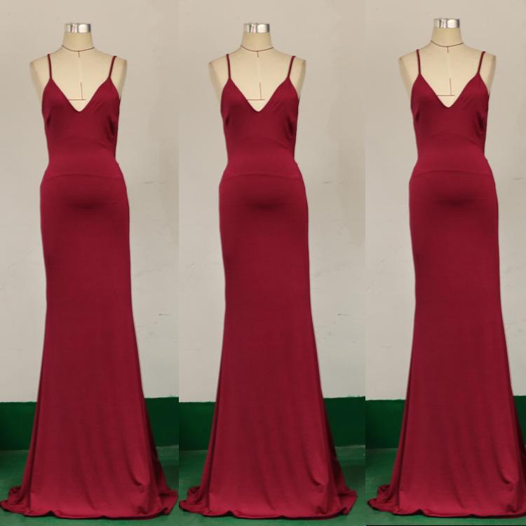 Sexy Sleevess Backless Long Evning Party Dresses-Sexy Dresses-Wine Red-S-Free Shipping at meselling99
