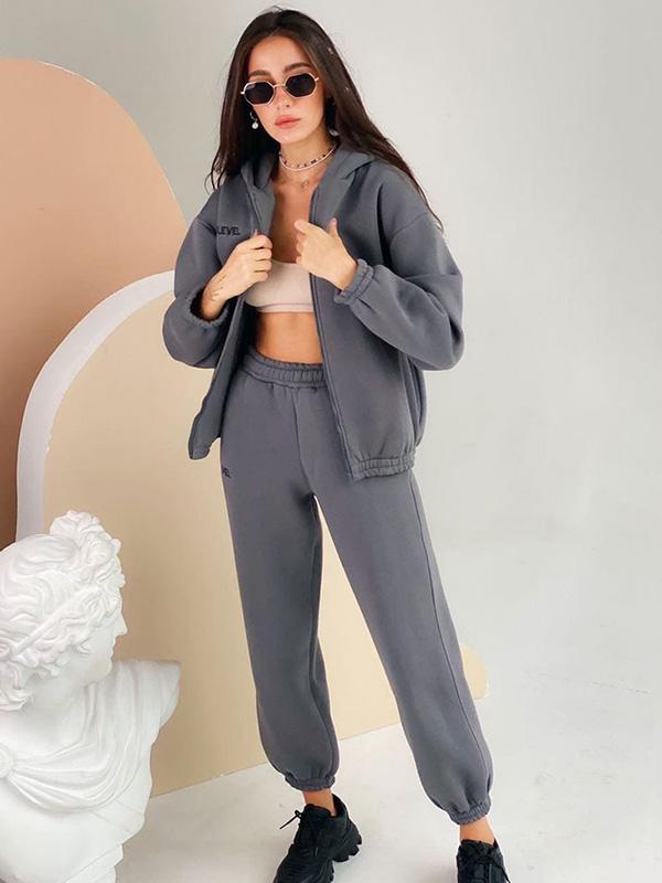 Casual Loose Hoodies&Pants Sports Suits-Yoga&Gym Suits-GRAY-S-Free Shipping at meselling99