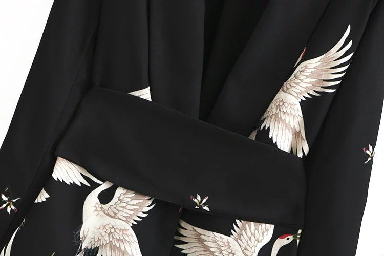 Summer Red-crowned Crane Ankle Length Pans and Blazer Suits-Women Suits-Free Shipping at meselling99