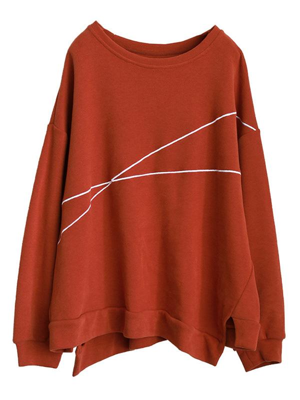 Meselling99 Vintage Embroidered Line Sweatshirt-Sweatshirts-Free Shipping at meselling99