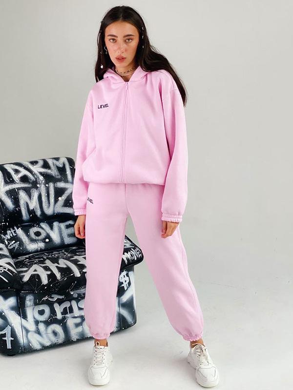 Casual Loose Hoodies&Pants Sports Suits-Yoga&Gym Suits-PINK-S-Free Shipping at meselling99