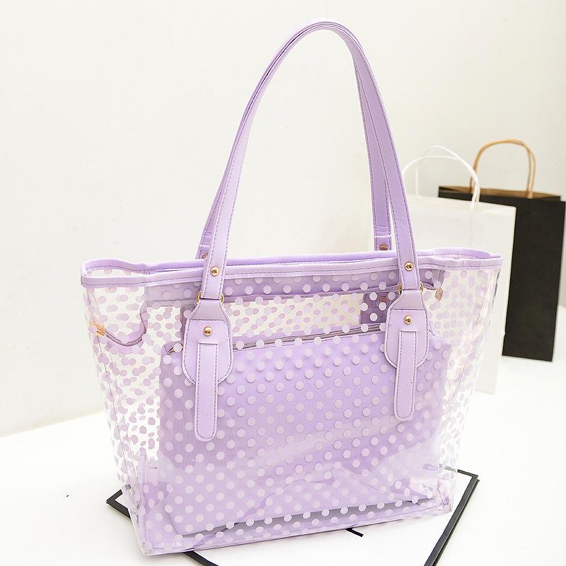 Summer See Through Jelly Handbags 2pcs/Set-Purple-Free Shipping at meselling99