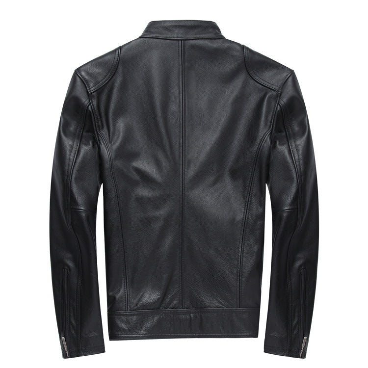 Casual Black Motorcycle Cowhide Leather Jackets for Men-Coats & Jackets-Free Shipping at meselling99
