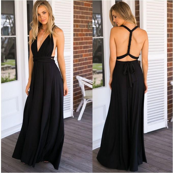 Sexy Black Cross Back Evening Party Dresses-Sexy Dresses-Free Shipping at meselling99
