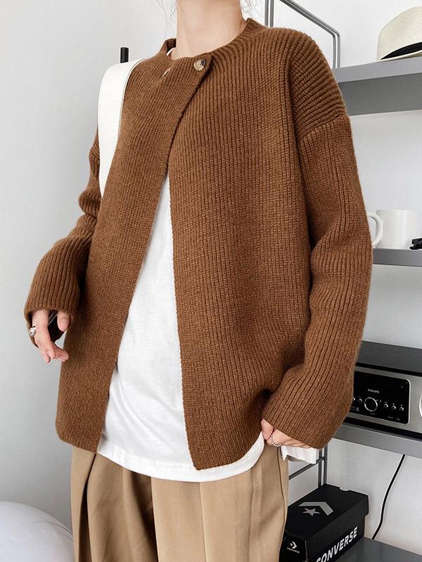 Causal Knit Fashion Designed Cardigan-Outwears-COFFEE-FREE SIZE-Free Shipping at meselling99