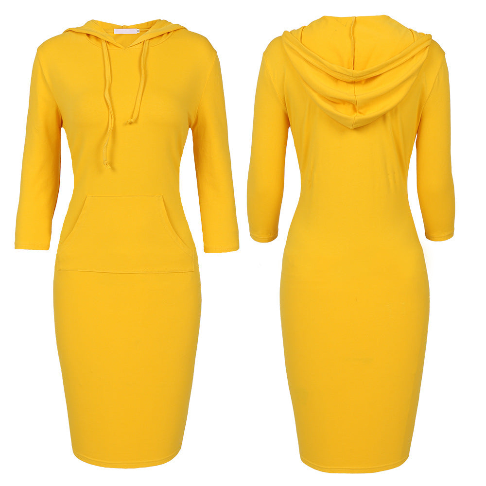 Women Fashion 3/4 Length Sleeves Fall Tight Short Dresses-Dresses-Free Shipping at meselling99