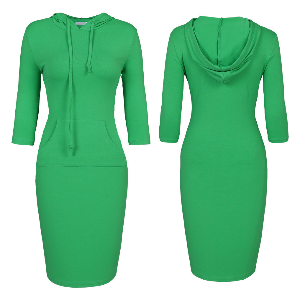 Women Fashion 3/4 Length Sleeves Fall Tight Short Dresses-Dresses-Free Shipping at meselling99