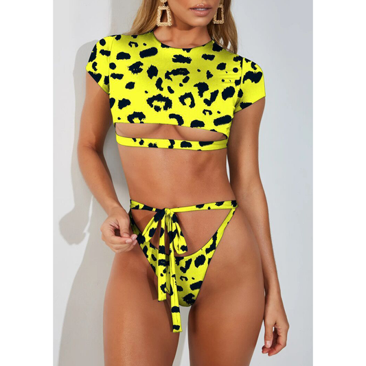 Women Sexy Short Sleeves Summer Beach Bikini Swimwear--Free Shipping at meselling99