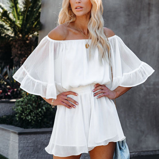 Summer Chiffon Off The Shoulder Tops & Pants Suits-Suits-Free Shipping at meselling99
