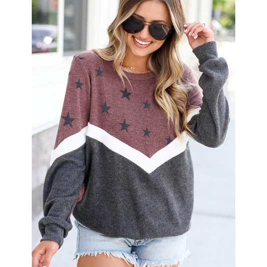 Women Long Sleeves Star Print Fall Sweaters-Shirts & Tops-Free Shipping at meselling99