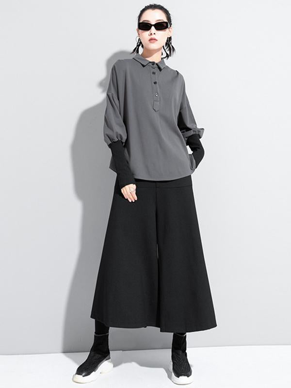 Meselling99 Original Split-Joint Gray&Black Polo Shirt Tops-T-shirts-Free Shipping at meselling99