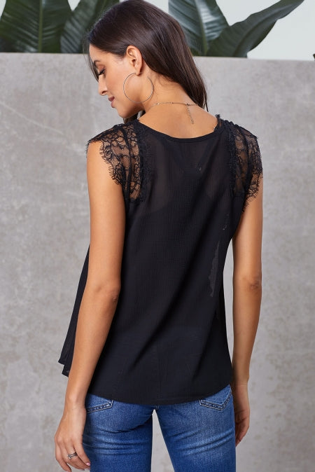 Meselling99 Black From A Dream Lace Tank Top with Vest-Mini Dresses-Free Shipping at meselling99