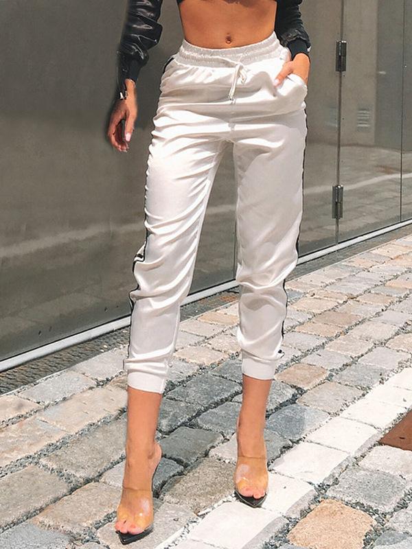 Meselling99 Color-Block Stitching Athletic Pants-Athletic Pants-WHITE-S-Free Shipping at meselling99
