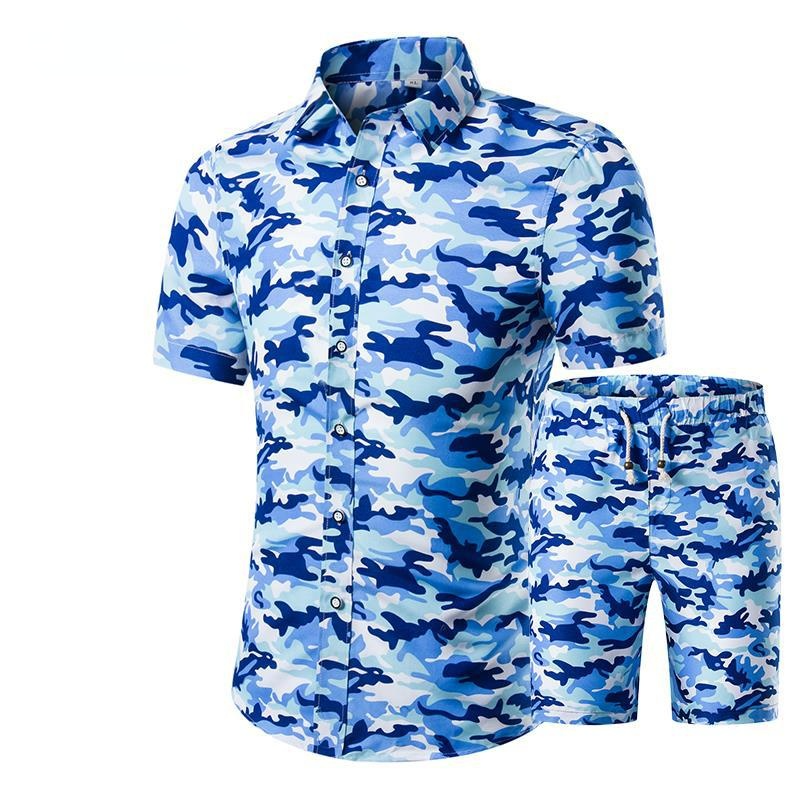 Summer Plus Sizes Short Sleeves T Shirts and Pants Sets for Men-Shirts & Tops-DC12-M-Free Shipping at meselling99