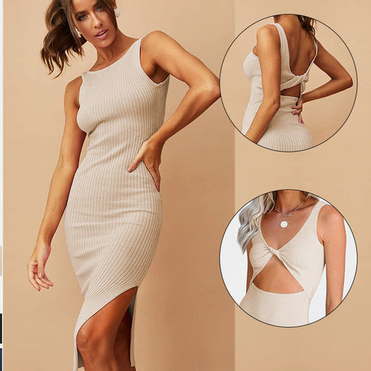 Sexy Sleeveless Sheath Knitted Dresses-Dresses-Free Shipping at meselling99