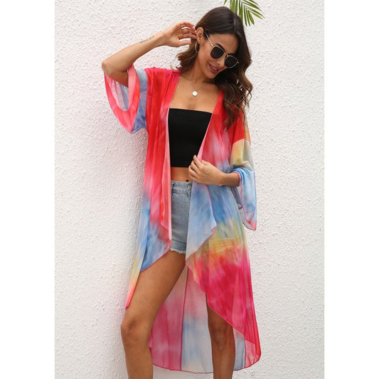 Casual Dyed Irregular Summer Beach Cover Ups-Swimwear-Red Dyed-One Size-Free Shipping at meselling99