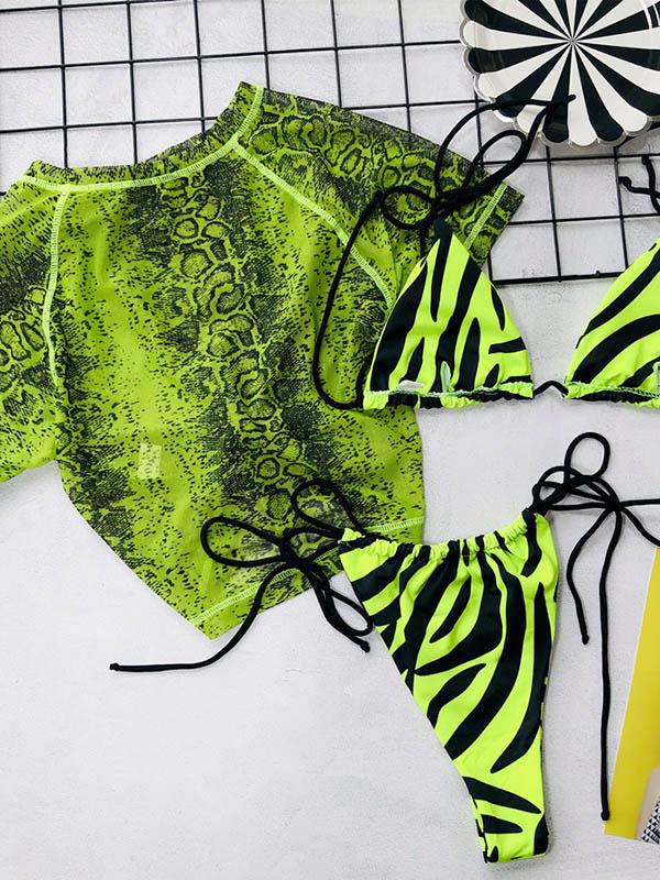 Meselling99 Snakeskin Print Lace-Up Tankini Swimsuit-Tankinis Swimwear-Free Shipping at meselling99