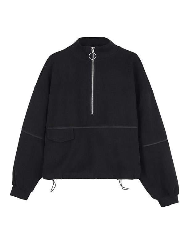 Meselling99 Original Solid Zipper High Neck Sweatshirts-Sweatshirts-Free Shipping at meselling99